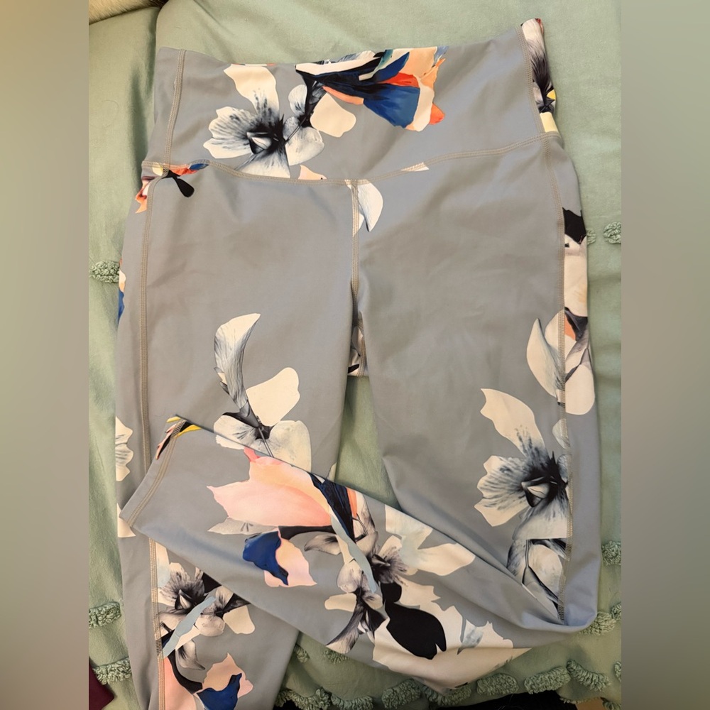 Athleta Floral Leggings - Blue and Pink